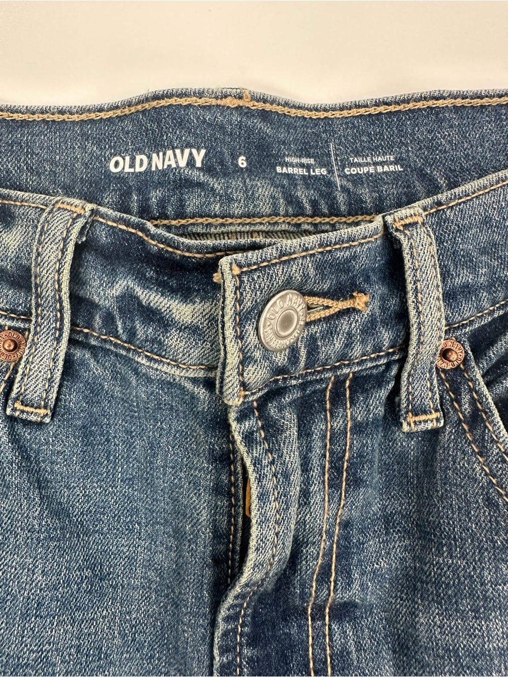 Old Navy High Rise Barrel Jeans Womens 6 Medium Wash Utility Denim 1433 - Picture 7 of 8